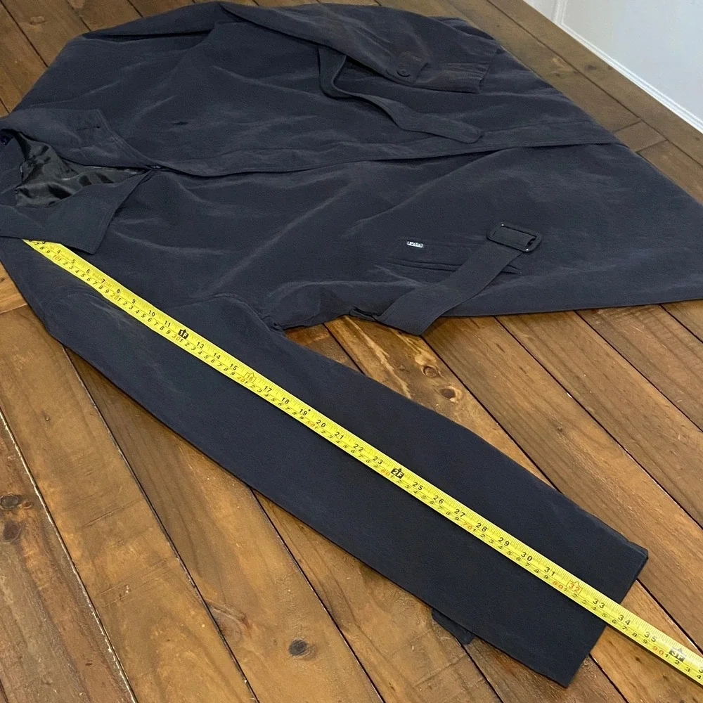 Vintage Polo Ralph Lauren Mens Navy Blue Belted Trench Coat Long Overcoat Jacket